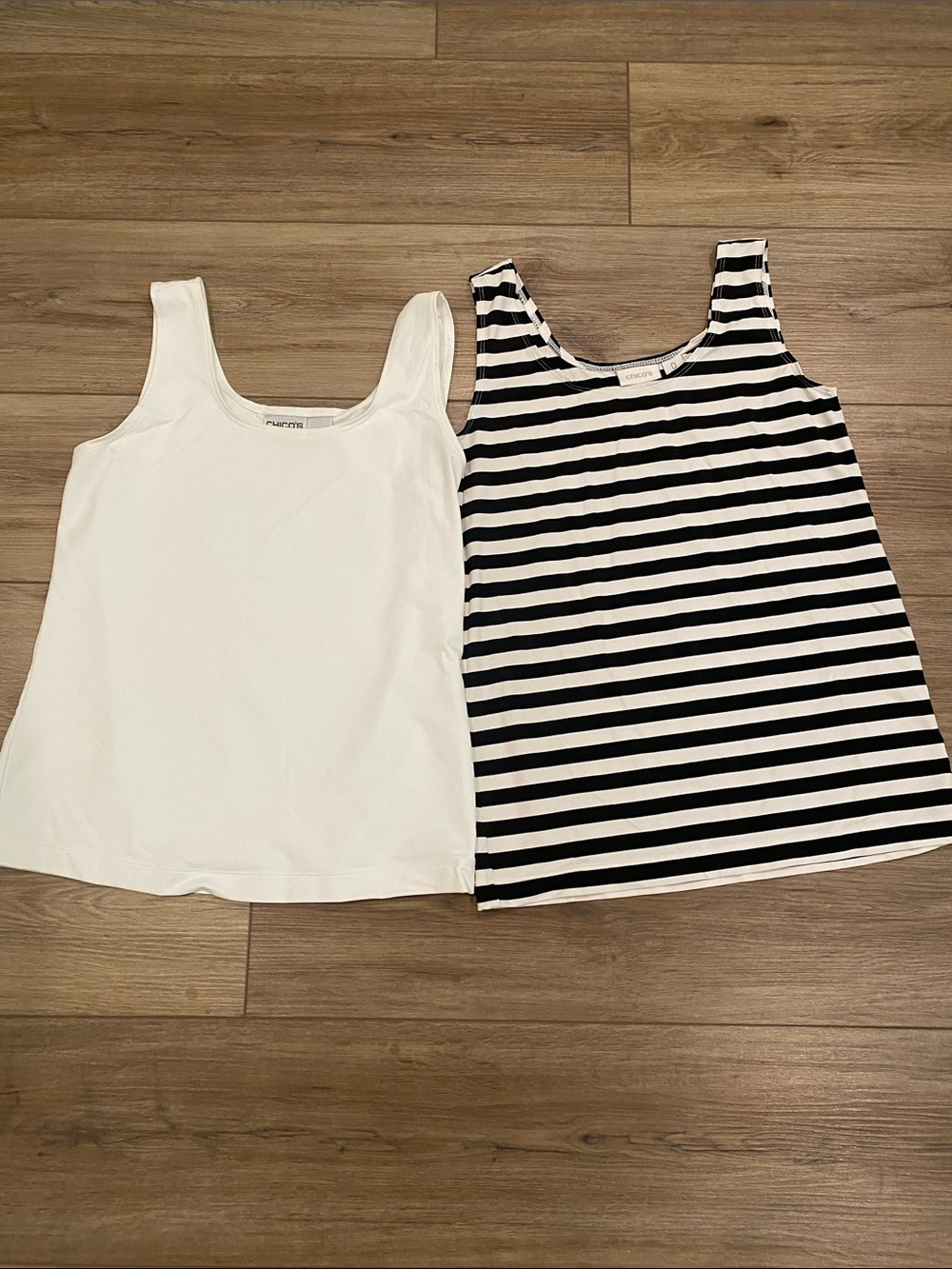 Chico's Tank Tops  Black and White Striped & White